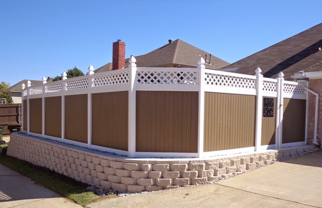 Vinyl Fence with Retaining Wall