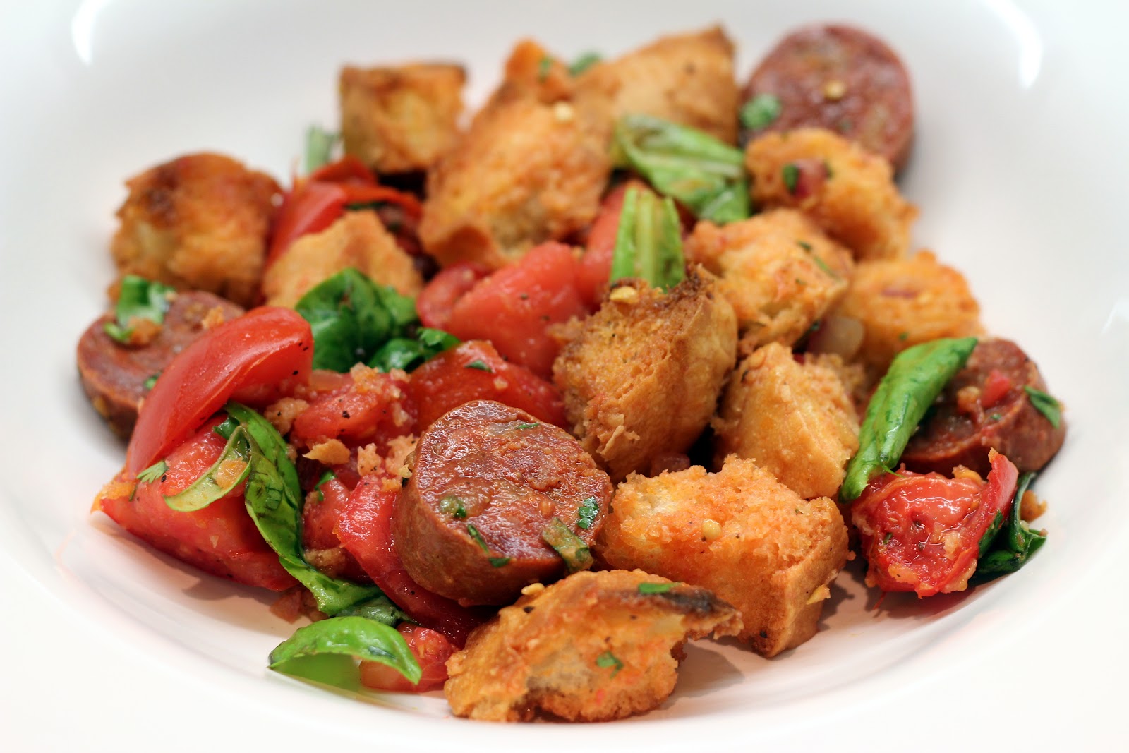 Lexi's Kitchen TOMATO BREAD SALAD WITH CHORIZO AND HERBS