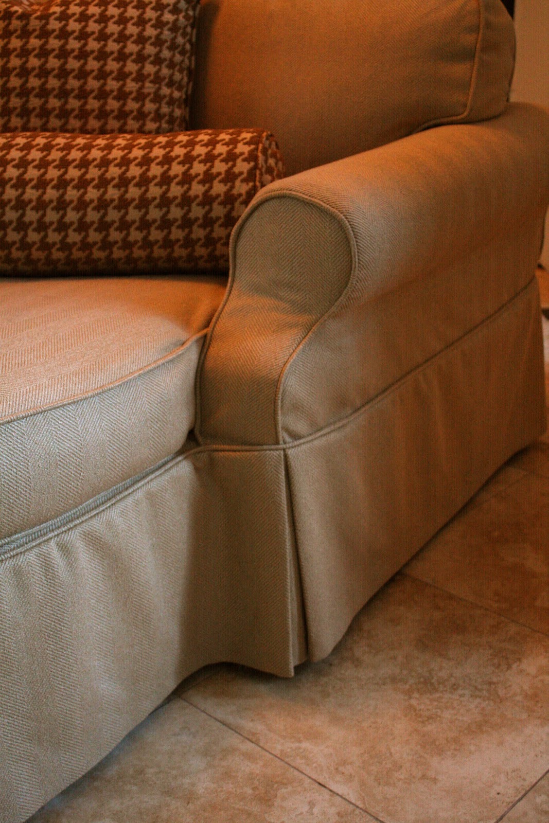Custom Slipcovers by Shelley Herringbone Chaise Lounge