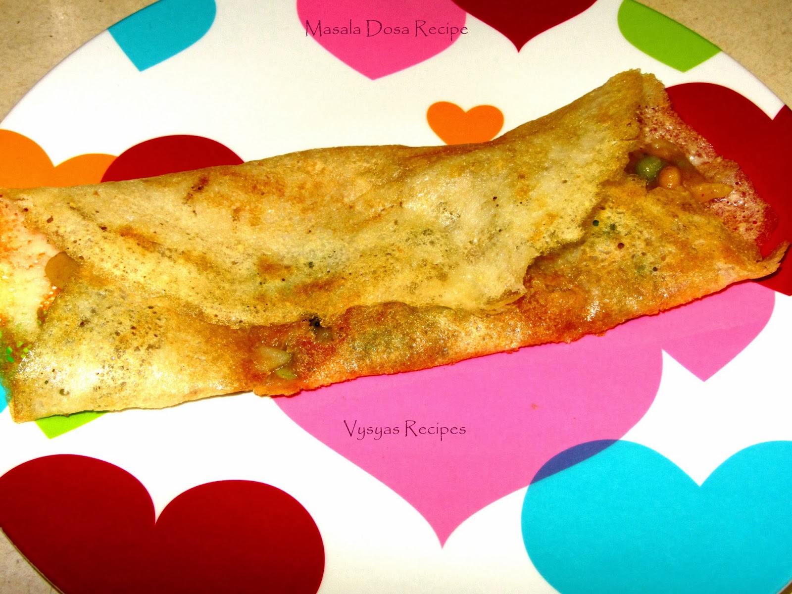 Vysya's Delicious Recipes Masala Dosa Recipe With Green peas