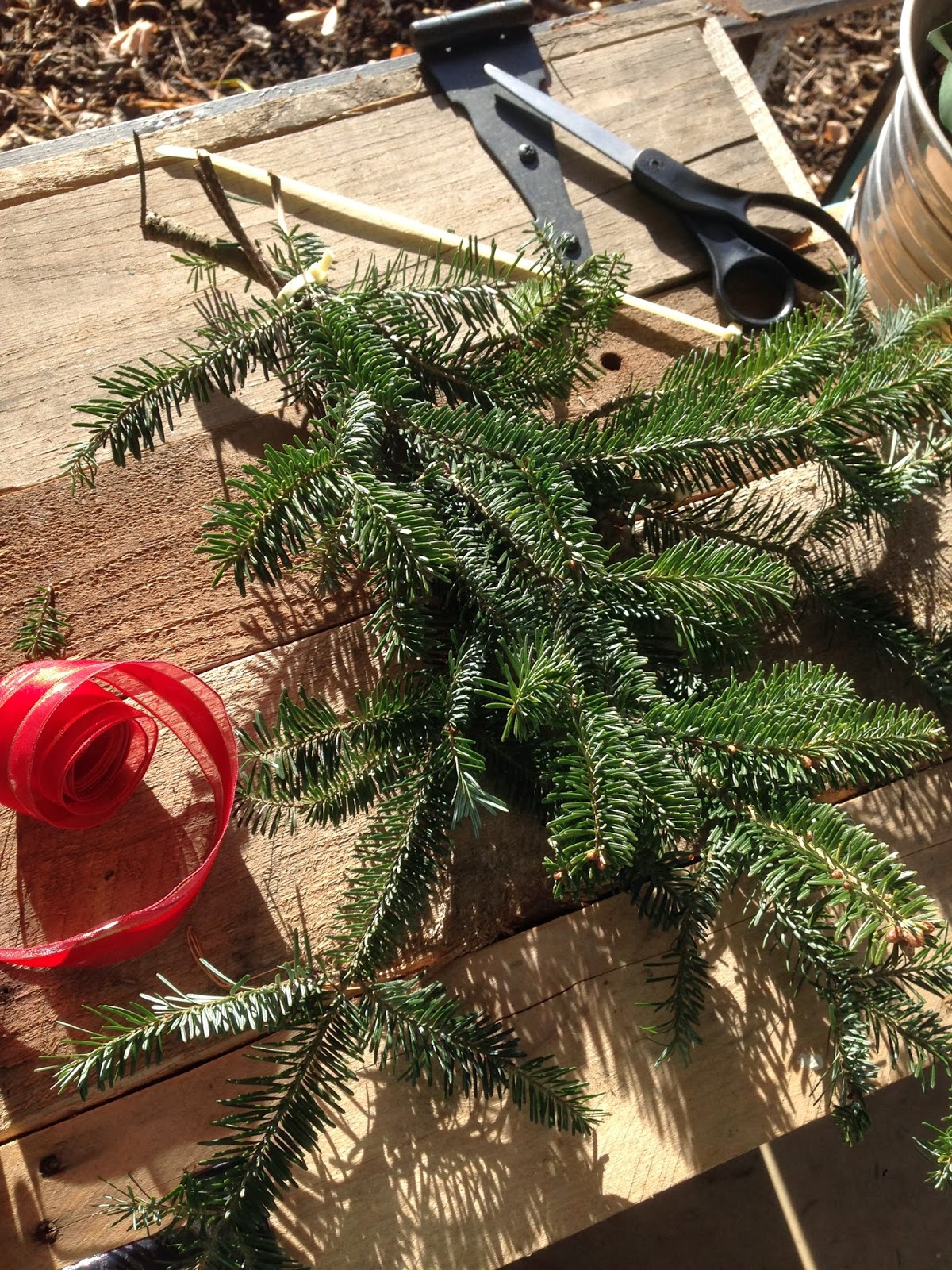 Bird and A Tree Decorating with Christmas tree leftovers