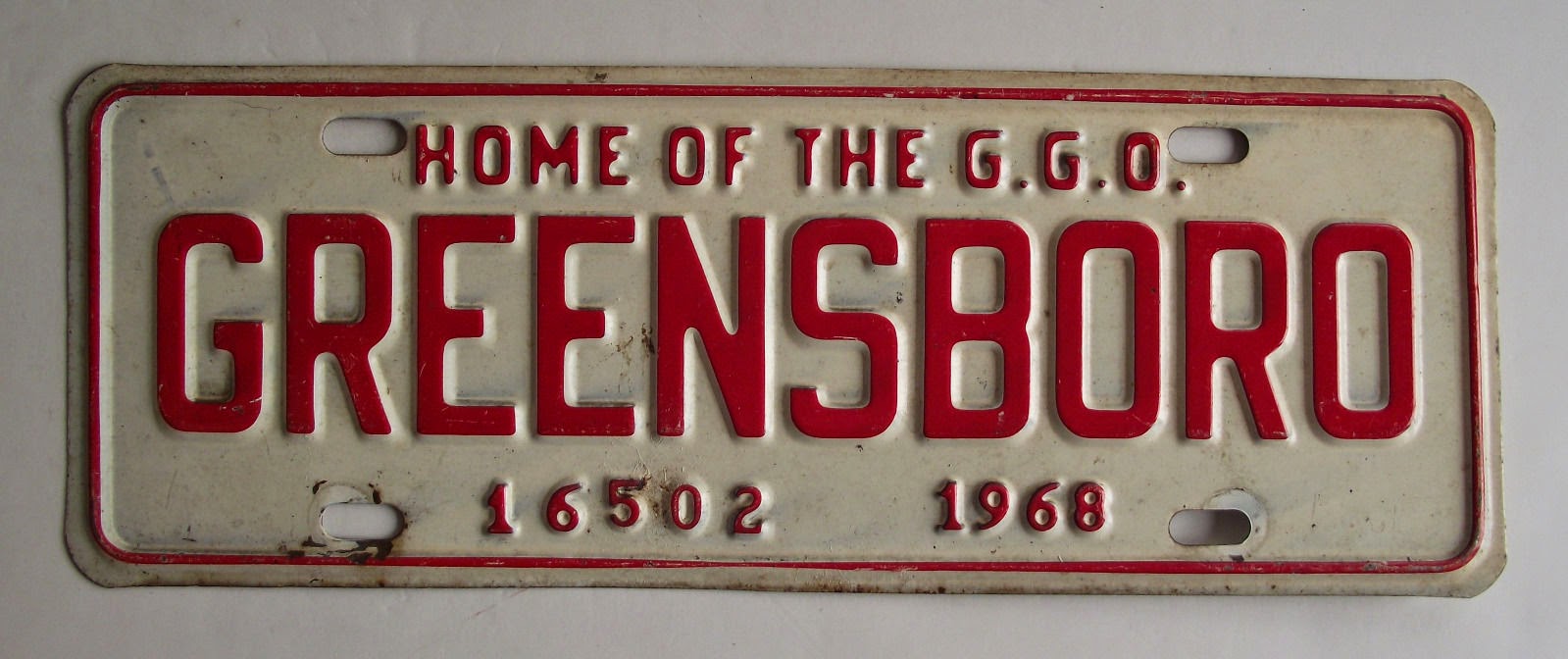 Greater Greensboro Open Blog What's on eBay? 1968 GGO License Plate