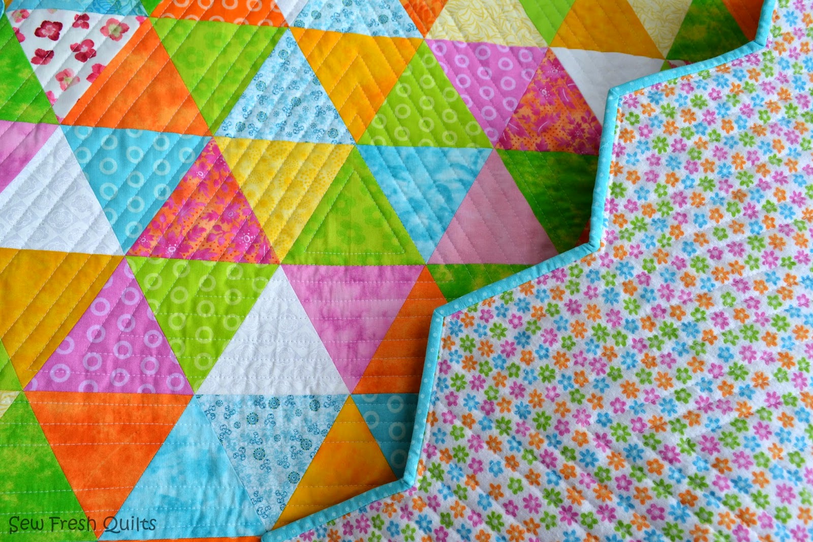 Sew Fresh Quilts Equilateral Triangle Quilt Finished!