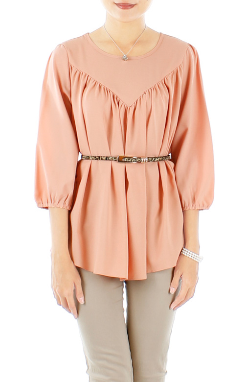 Infinite Gathered Pleat Blouse with ¾ Sleeves