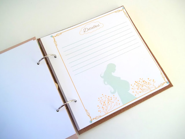 álbum scrapbook grávida,álbum scrapbook grávidez, diário da grávida, diário da gestante, diário gravidez, bege e marrom, unissex presente grávida, presente criativo grávida, diário de gravidez