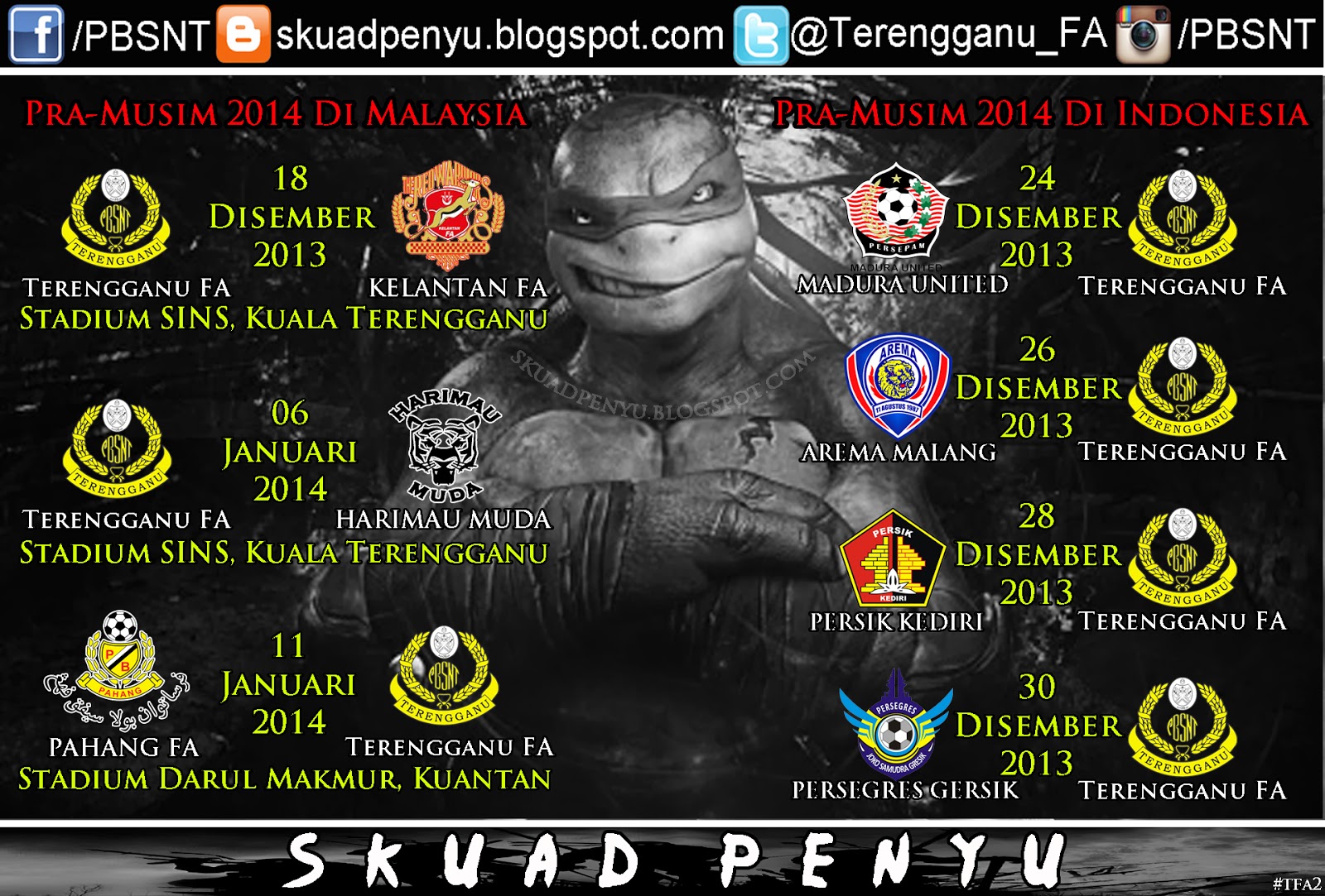 jadual pra-musim terengganu 2014 di malaysia dan indonesia