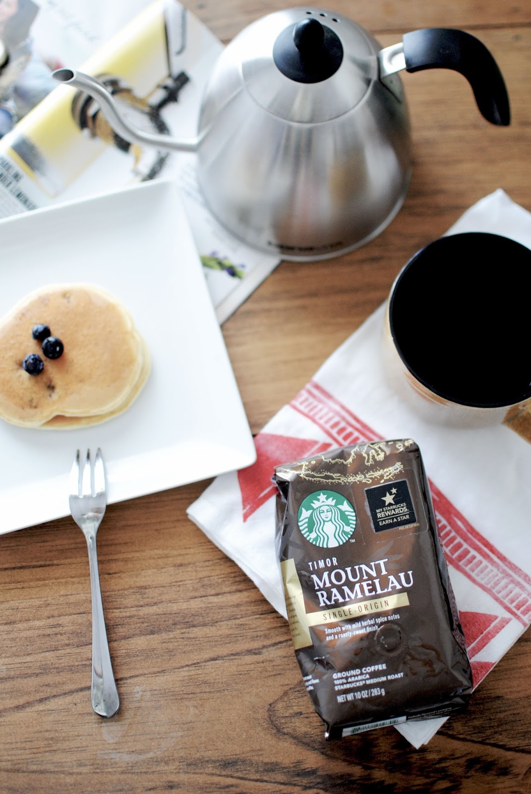 starbucks, new, coffee, review, kettle, mugs, pancakes, lemon, blueberry, recipe