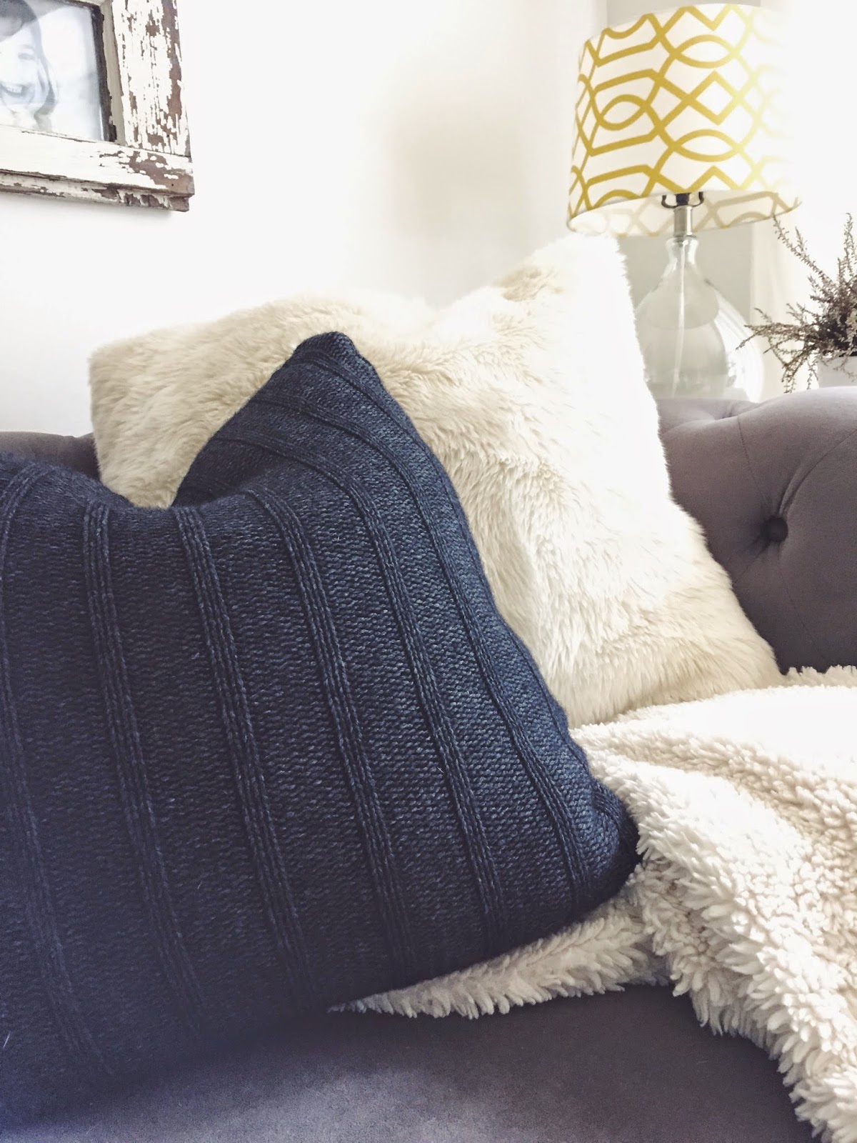 Caught in Grace Decorating on a budget, DIY sweater throw pillows, and