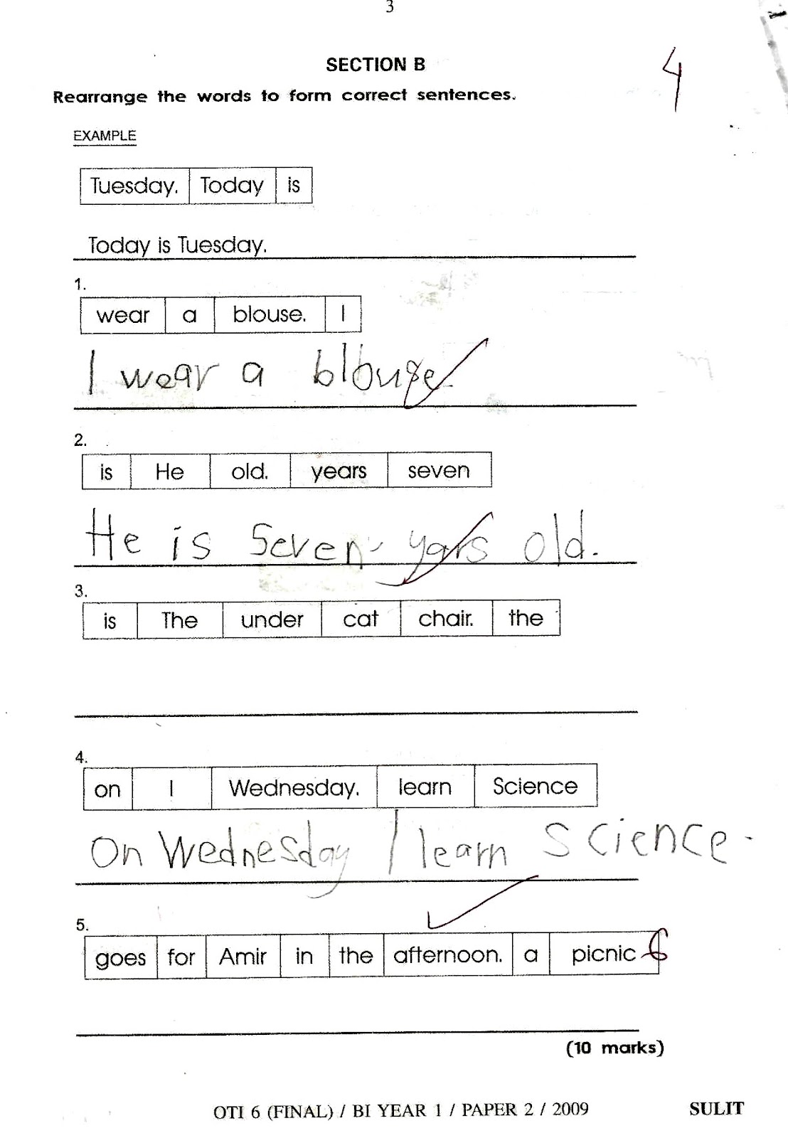 Soalan Bahasa Inggeris Pendidikan Khas Tahun 6 Rasmi Sub