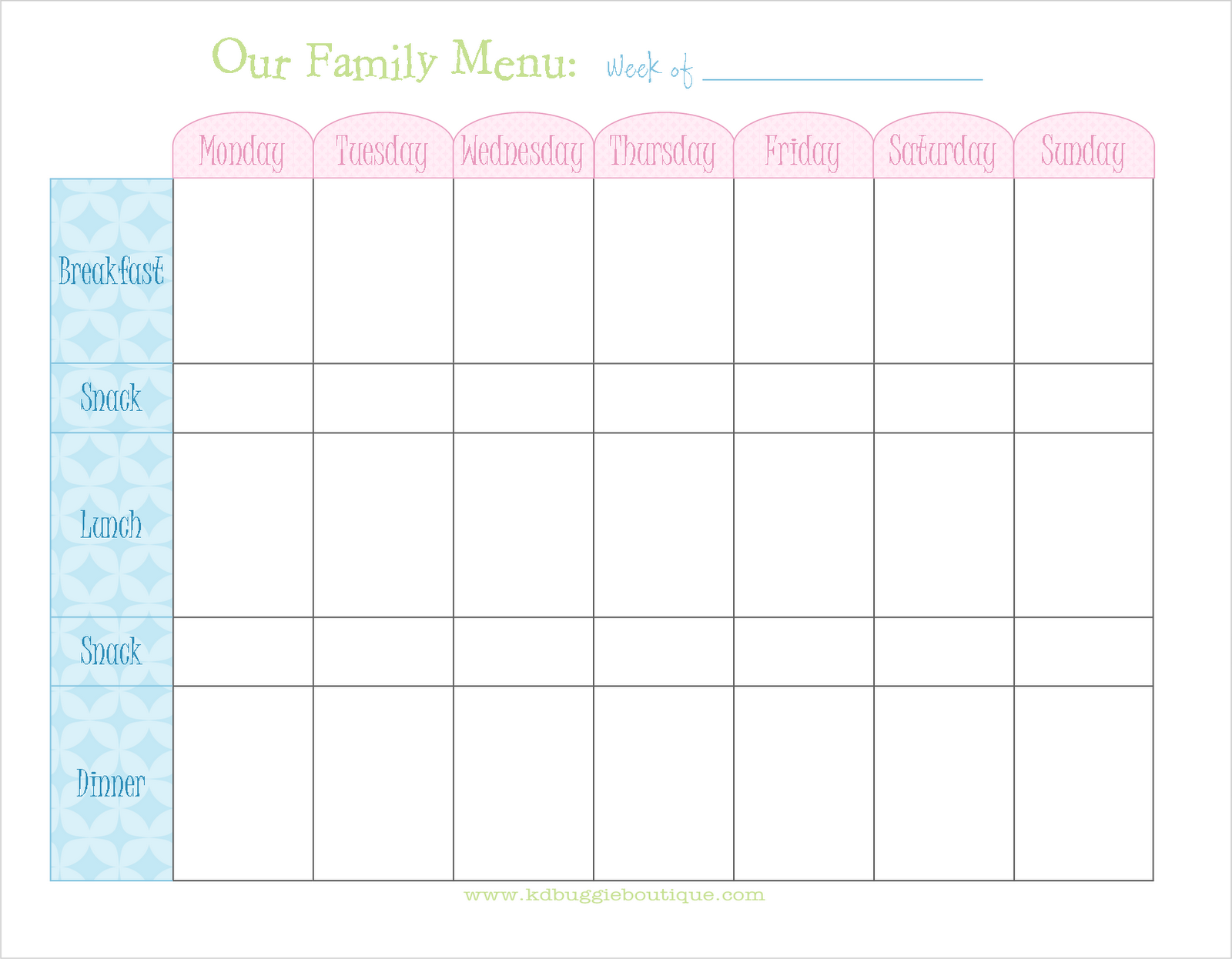 meal planner excel template