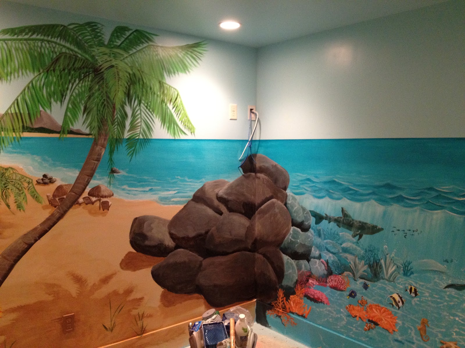 Bawden Fine Murals: Under the Sea with a Beach Hut playroom