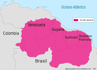 Mapa la Extensión del Escudo Guayanes Mapa la Extensión del Escudo Guayanes