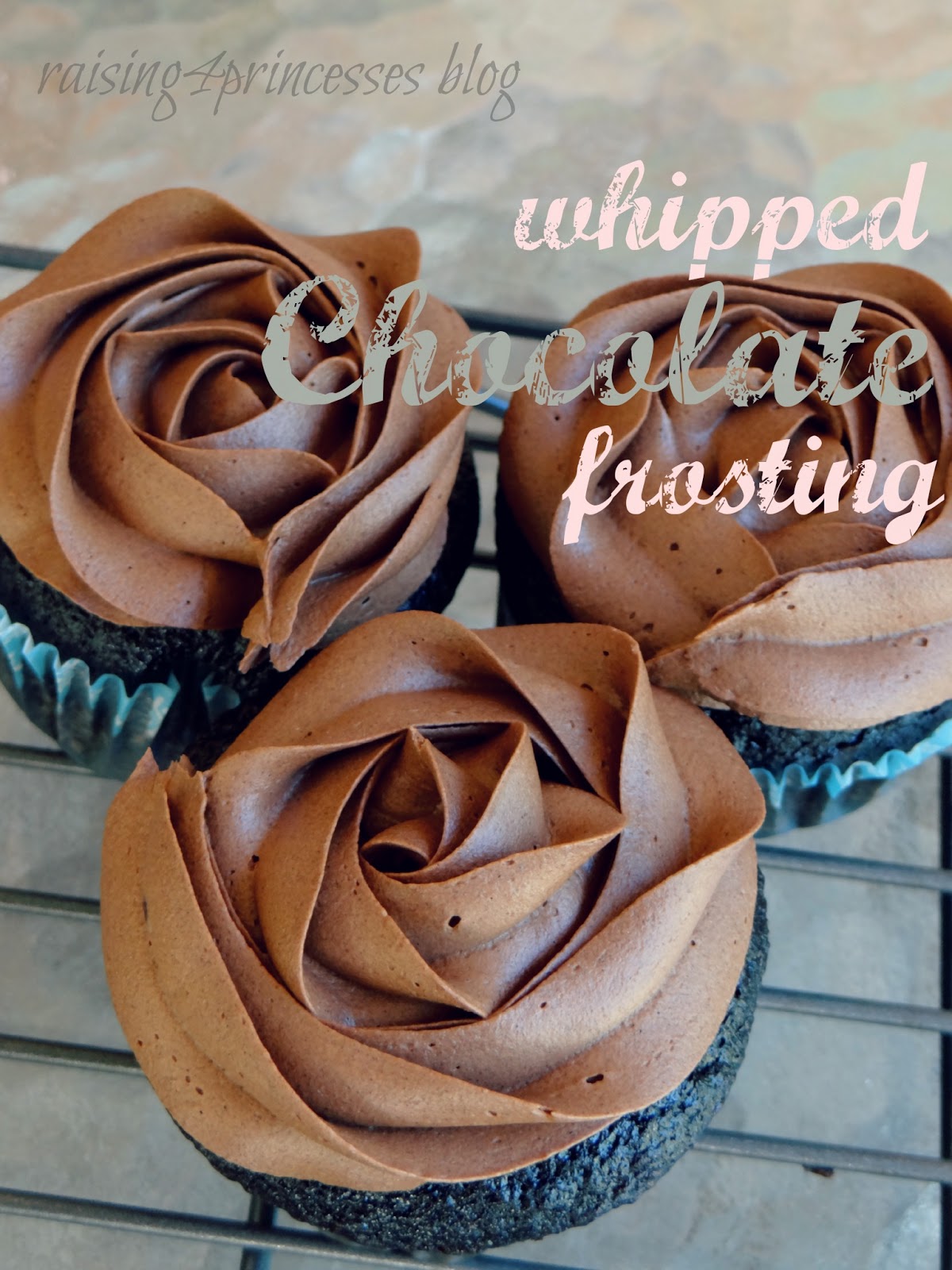 Raising 4 Princesses whipped chocolate frosting....2 ingredients