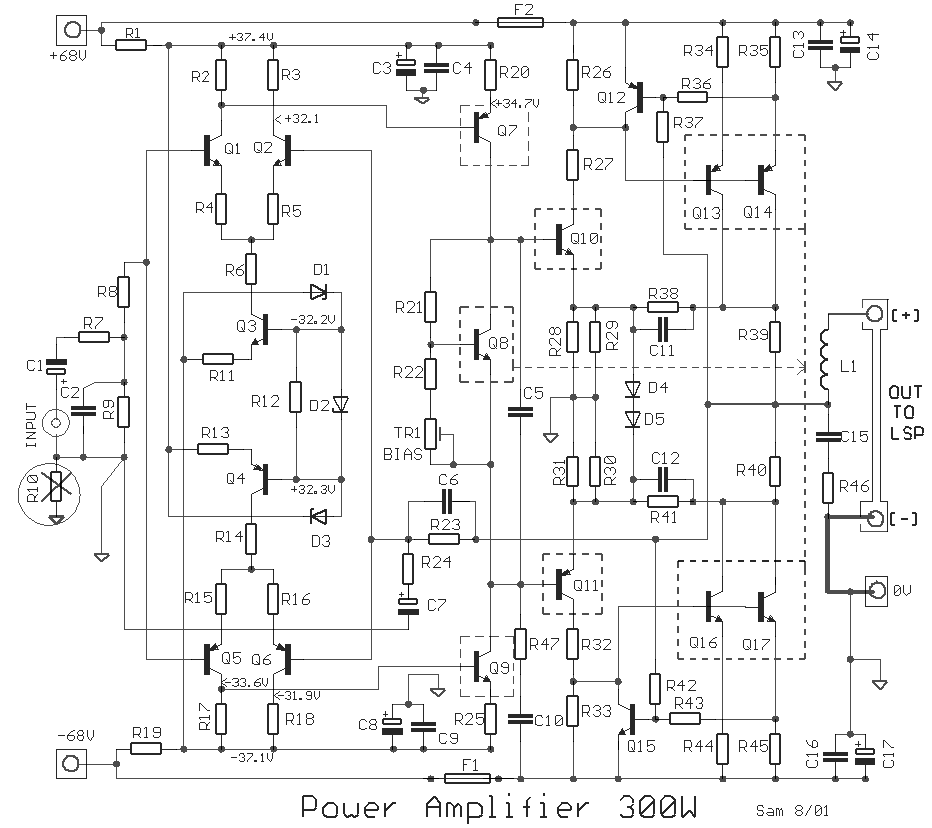 Electro Circuit  Schema  U0026 Datasheet  High Power Amplifier 300w