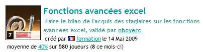 Quizz Excel avancées