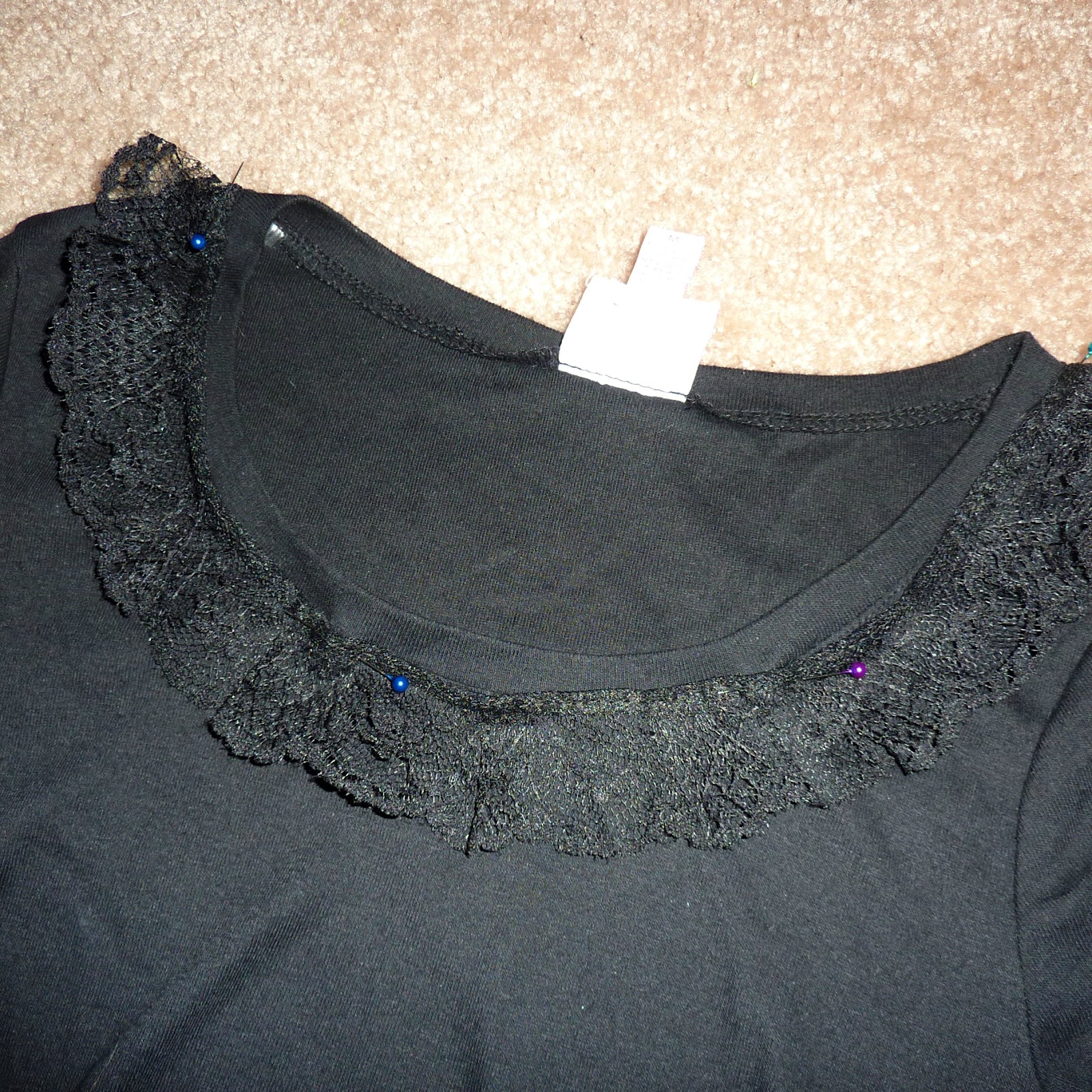 No time to be bored Easy Lace Ruffle Tshirt Refashion Tutorial