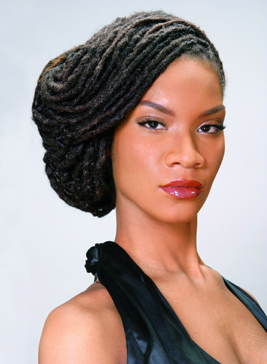 updo with swoop black hairstyles