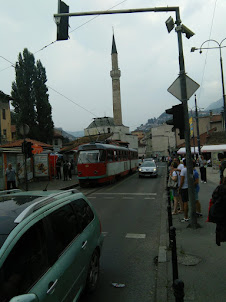 View of Bascarsiga street from the Square in Sarajevo Old Town.