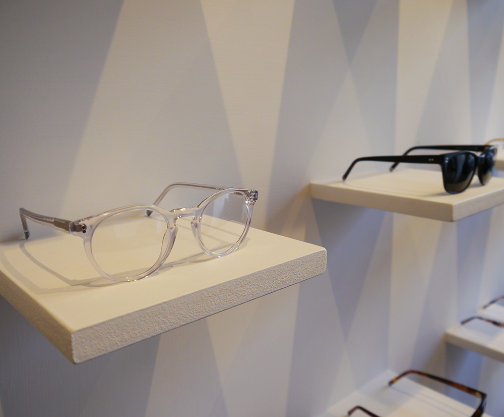Bell clear crystal glasses IOLLA, eyewear, affordable glasses, Bells frame, Glasgow, show room, Finnieston, blogger favourite
