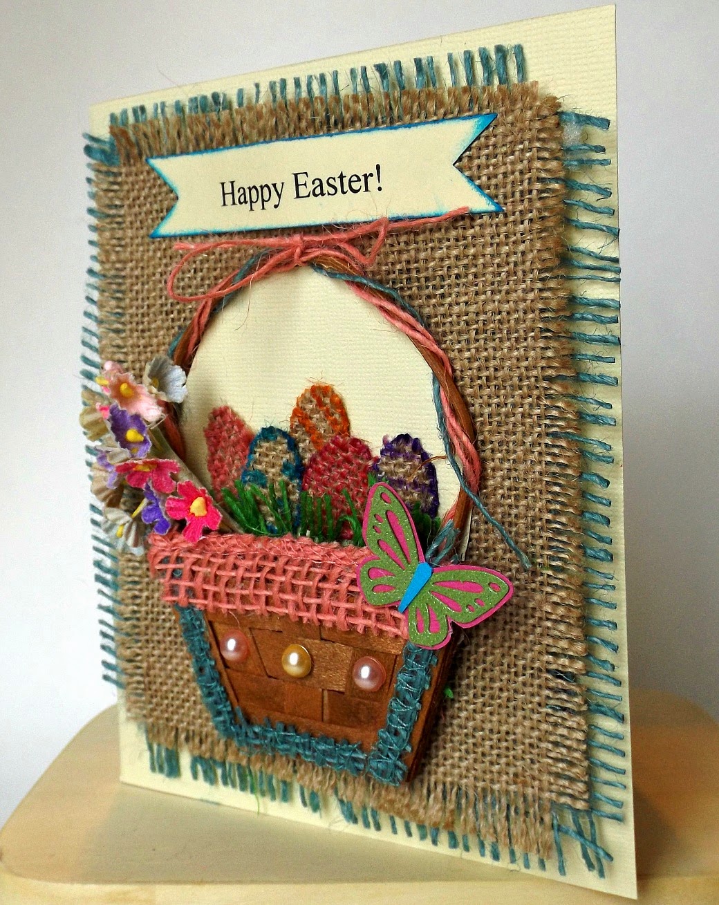 Heartedly Handcrafted Burlap Card for Easter From Card to
