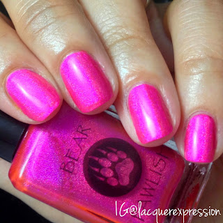 swatch and review of peek a boo nail  polish by bear pawlish