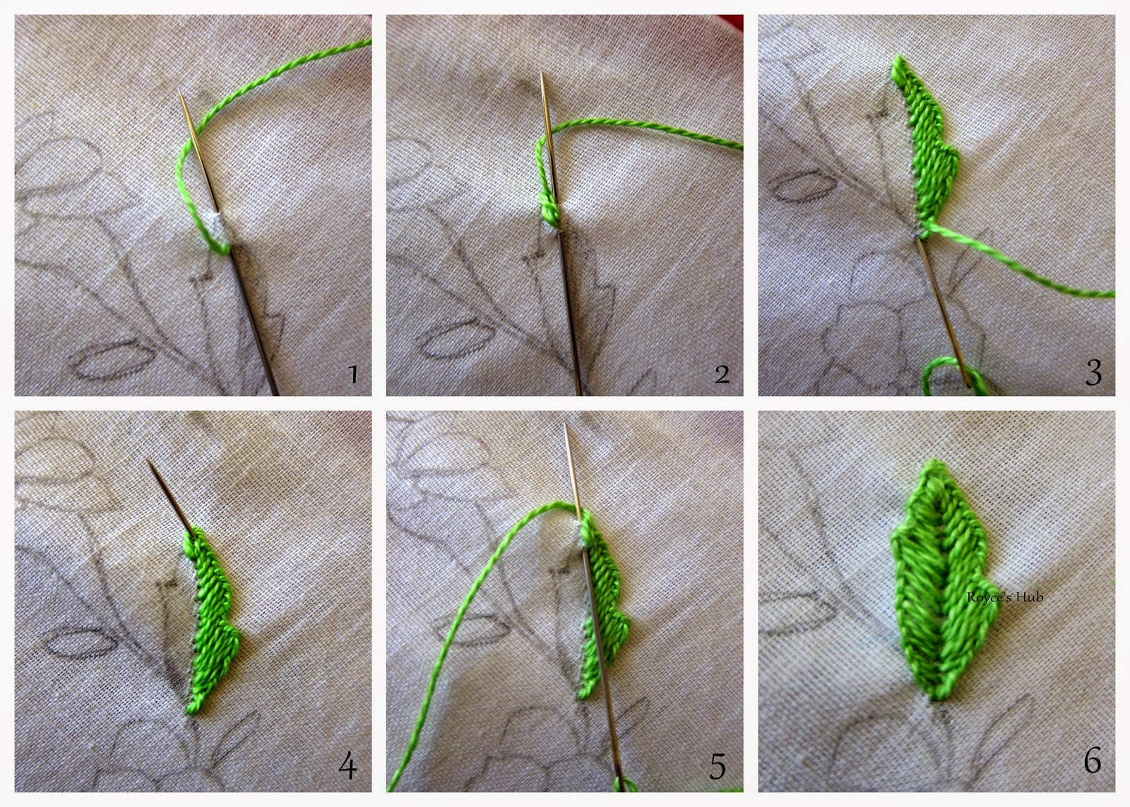 Royce's Hub Embroidery Stitches For Leaves Buttonhole Stitch