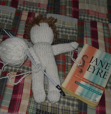 Plain and Joyful Living: Yarn Along - Hand Knit Doll
