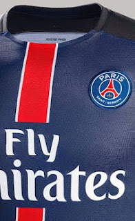 Detail jersey PSG home bagian depan Detail jersey PSG home bagian depan