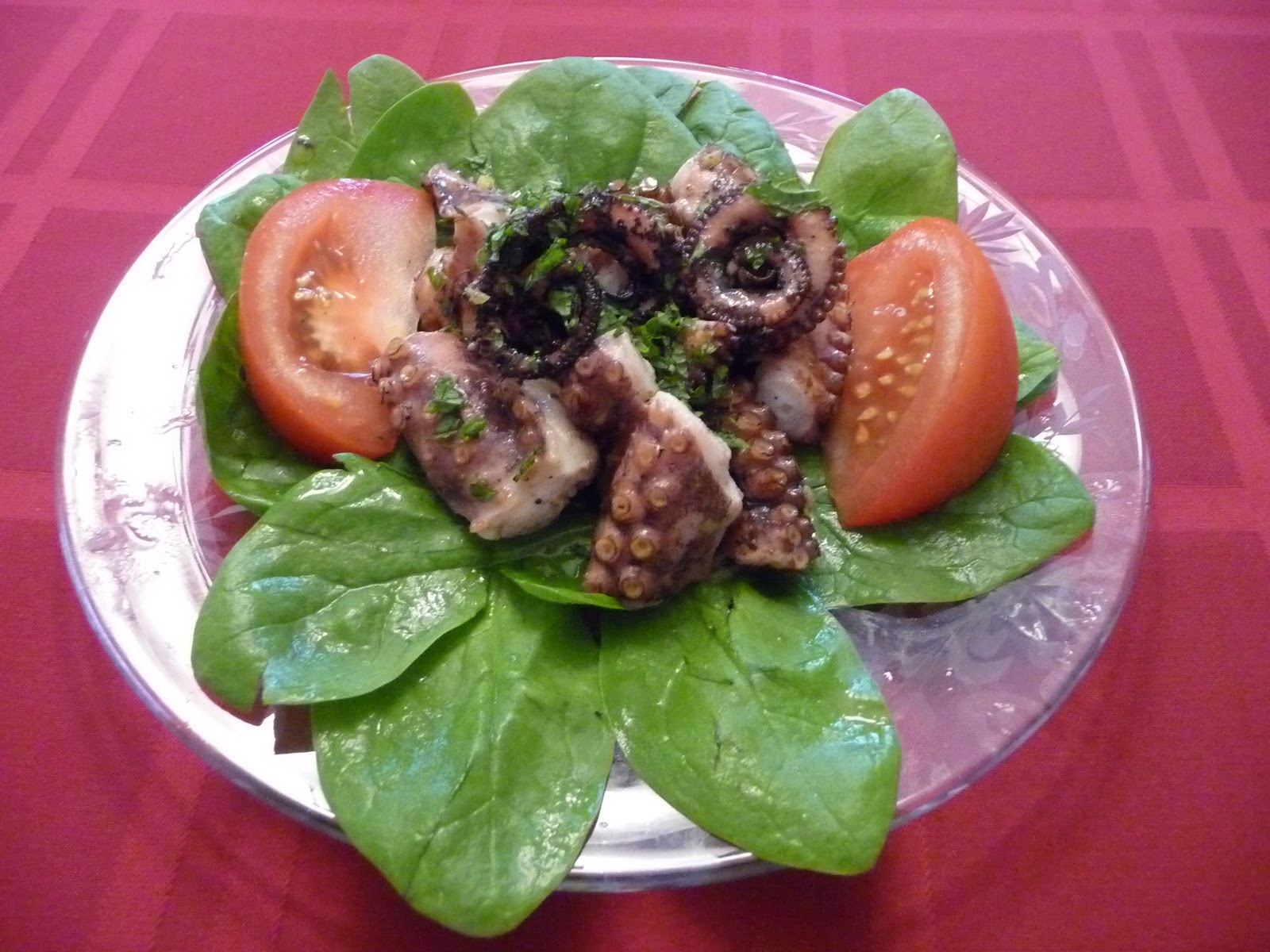 Chef Bolek Barbecued Octopus with Arugula and Mint