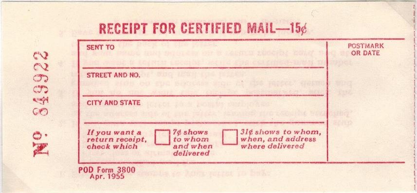 Certified Mail Receipt