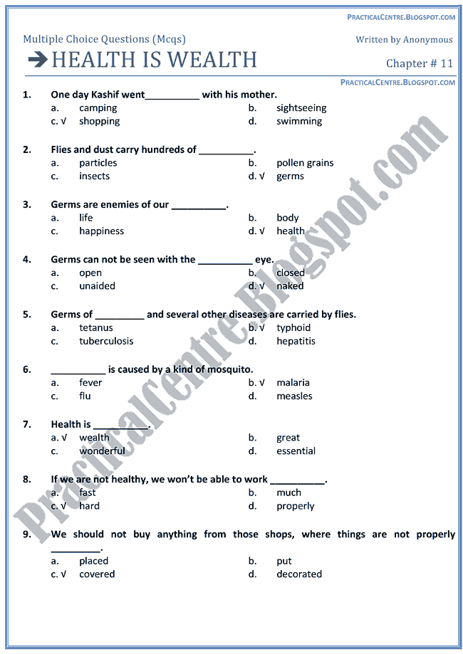 health-is-wealth-mcqs-multiple-choice-questions-english-ix