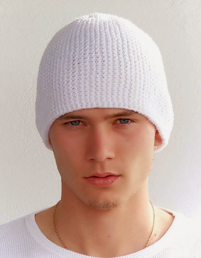 ACCESSORY GALLERY White Warm Mens' Knitted Hat, Teens hat, Unisex Hat