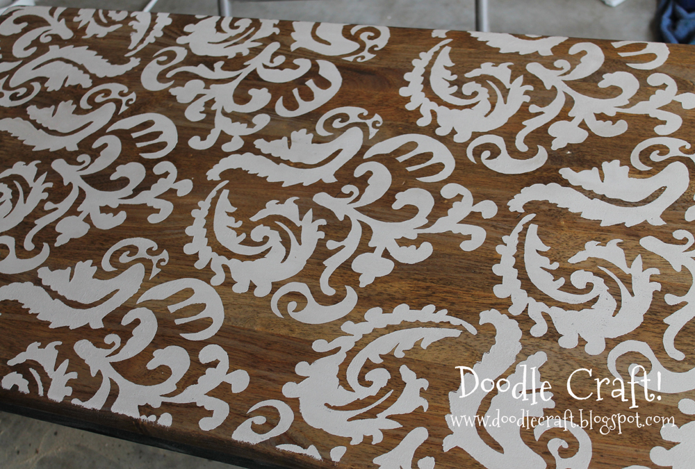 Doodlecraft Stenciling a Coffee Table!