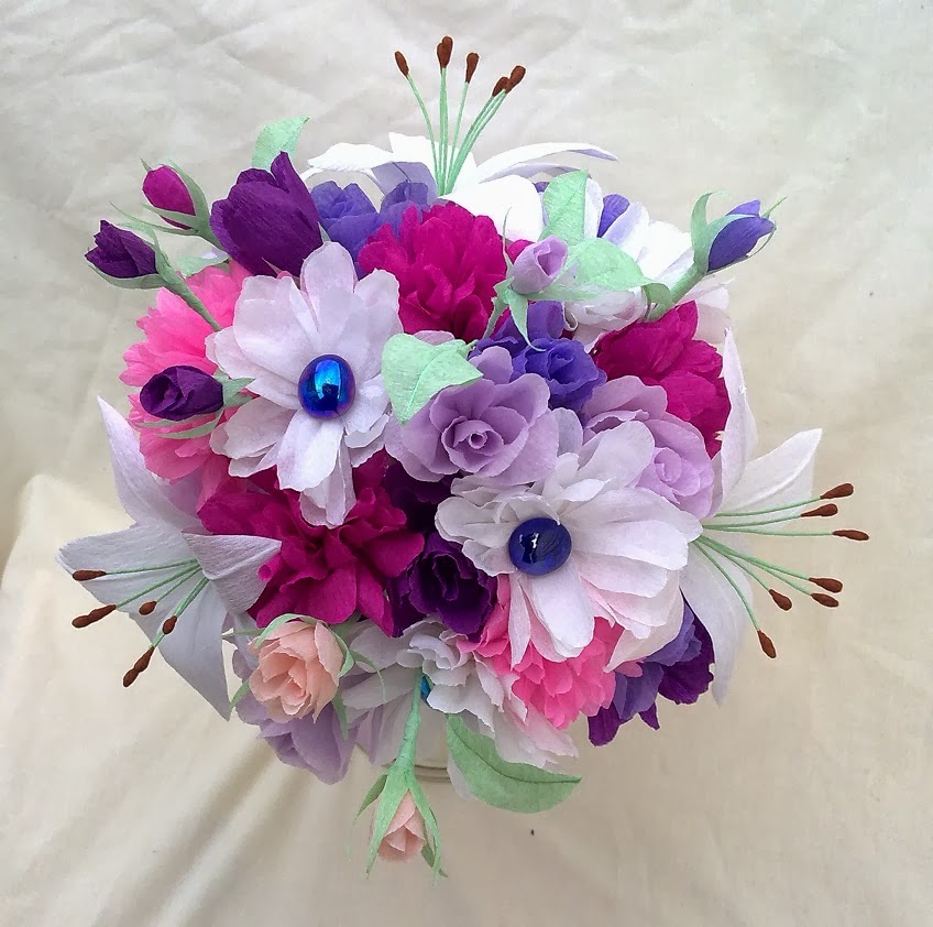 Crafty little Beanut! Mixed paper flower wedding bouquet