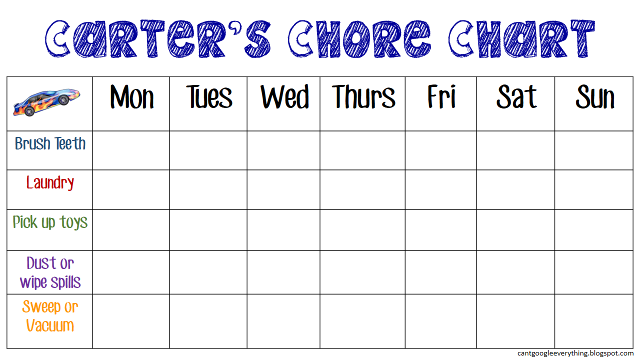 Chore Chart For Toddlers With Pictures