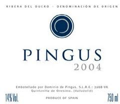 ETIQUETA VINO PINGUS 2004