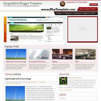 ElegantRed blogger template convert WordPress to Blogger template. 3 column blogger template white background