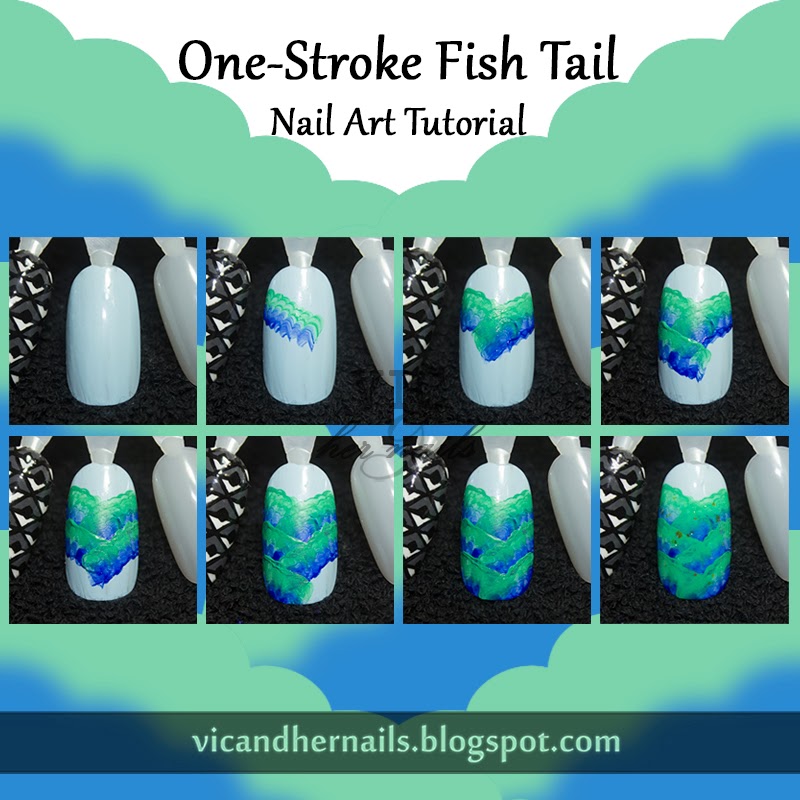 Vic and Her Nails One Stroke Fish Tail Nail Art Tutorial