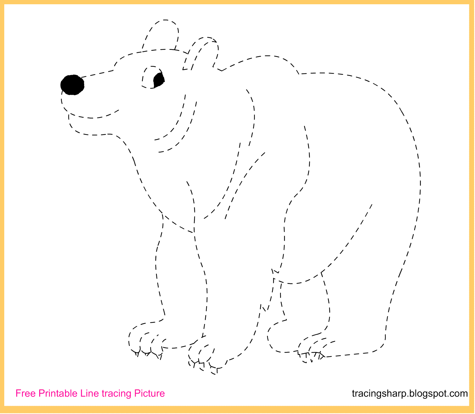Free Tracing Line Printable Bear Tracing Picture