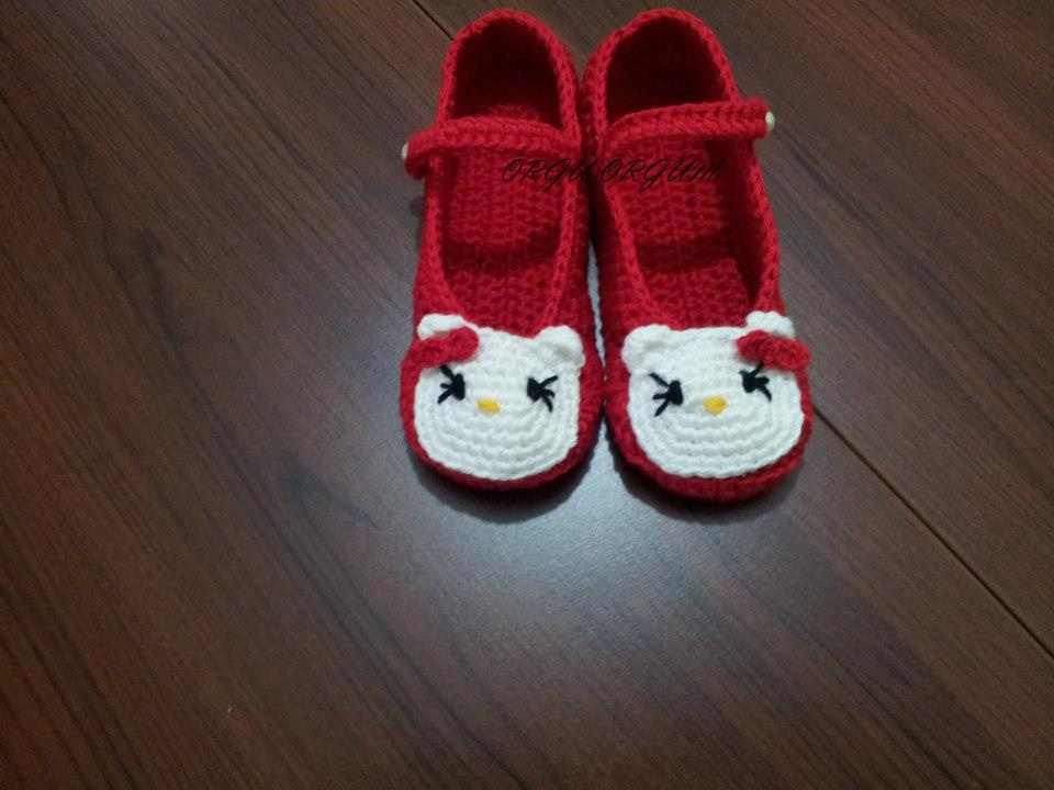 Hello Kitty Kız Bebek Patik Yapılışı Videolu Anlatımlı Hello Kitty Kız Bebek Patik Yapılışı Videolu Anlatımlı