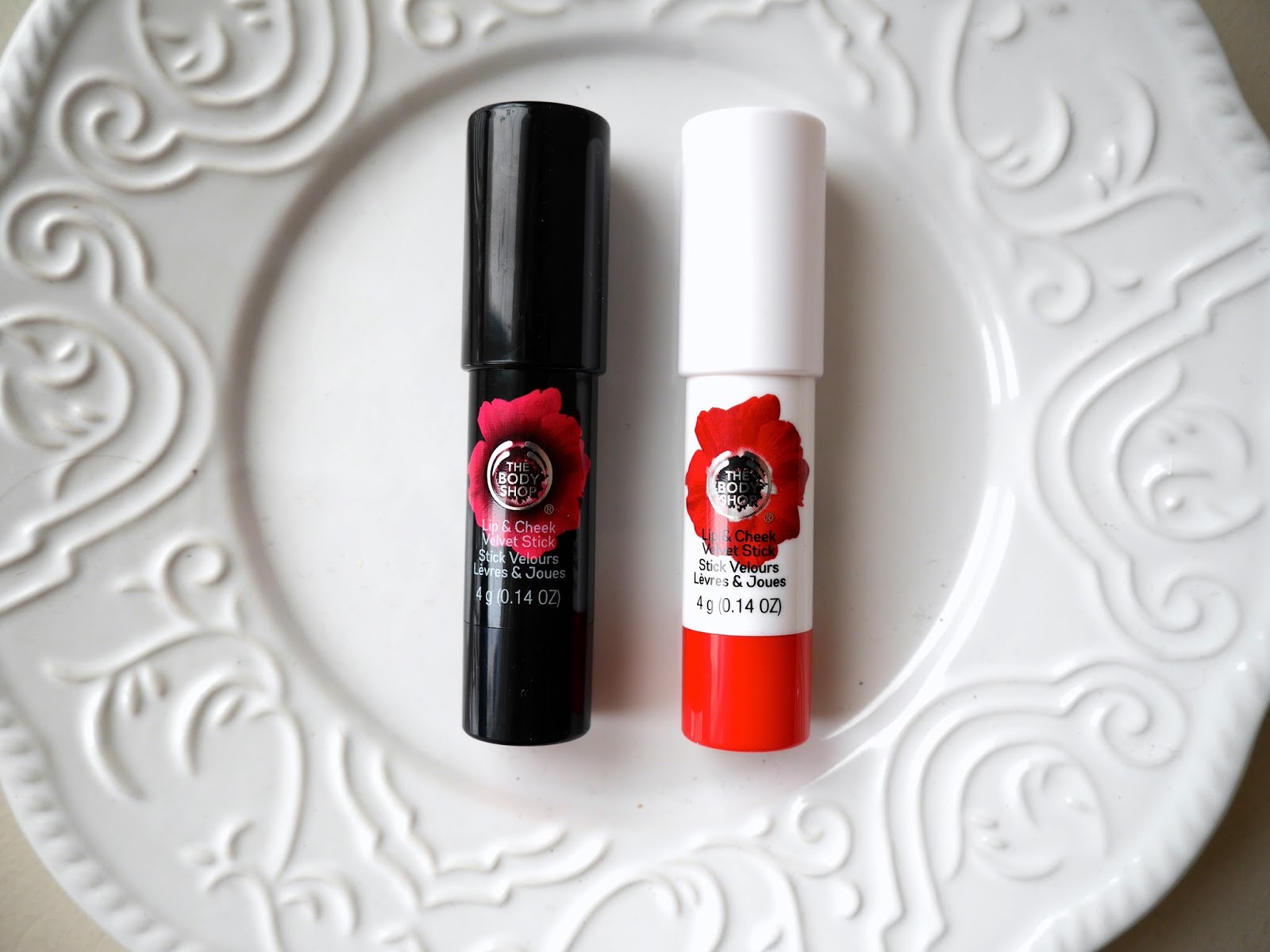 the body shop lip and cheek velvet sticks red universal review swatch