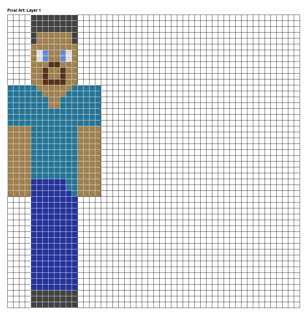 Gallery of Steve Minecraft Pixel Art Grid.