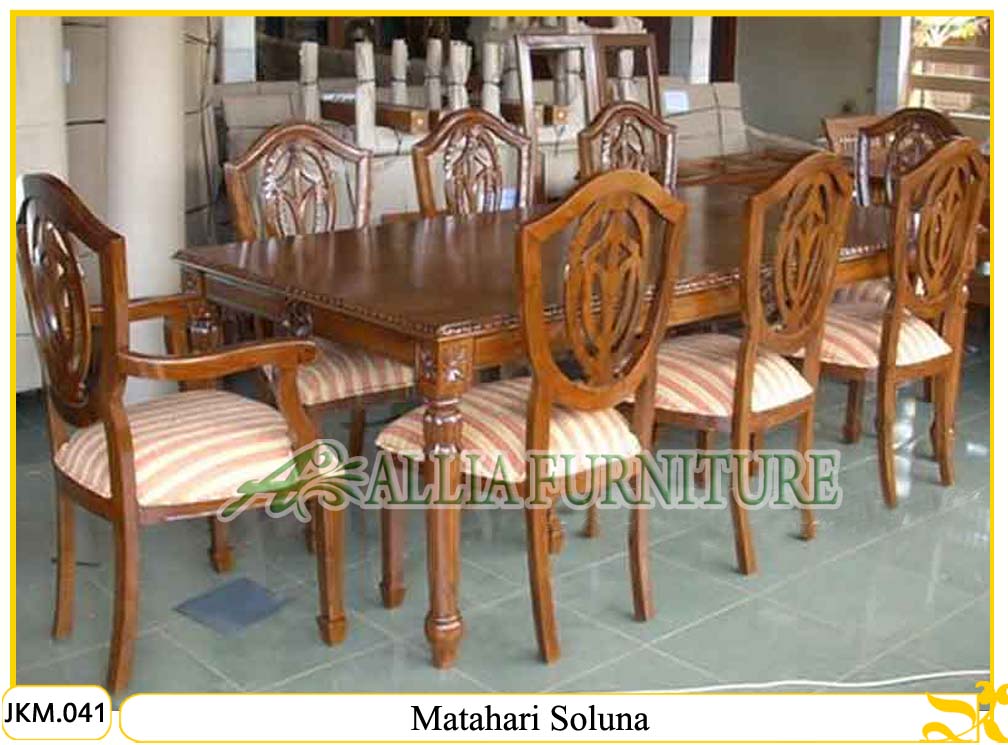 Matahari jati Soluna mentah Ukir www.alliafurniture.com Meja Kursi meja makan Makan / Matahari jati Soluna mentah Ukir www.alliafurniture.com Meja Kursi meja makan Makan /