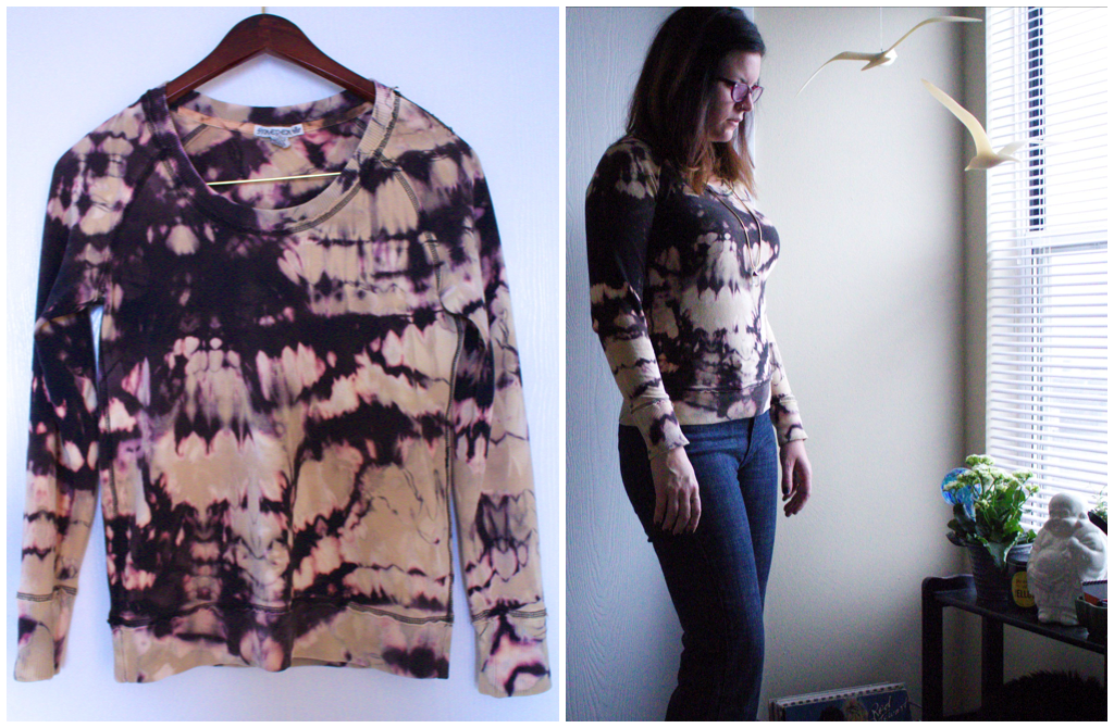 turquoise violets DIY Bleach Dyed Sweat Shirt