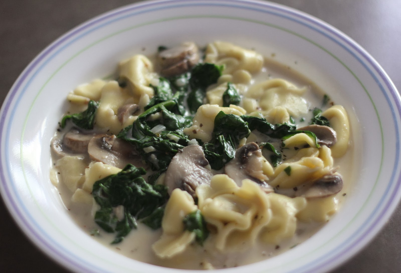 Punkie Pie's Place Creamy Tortellini Soup with Spinach & Mushrooms