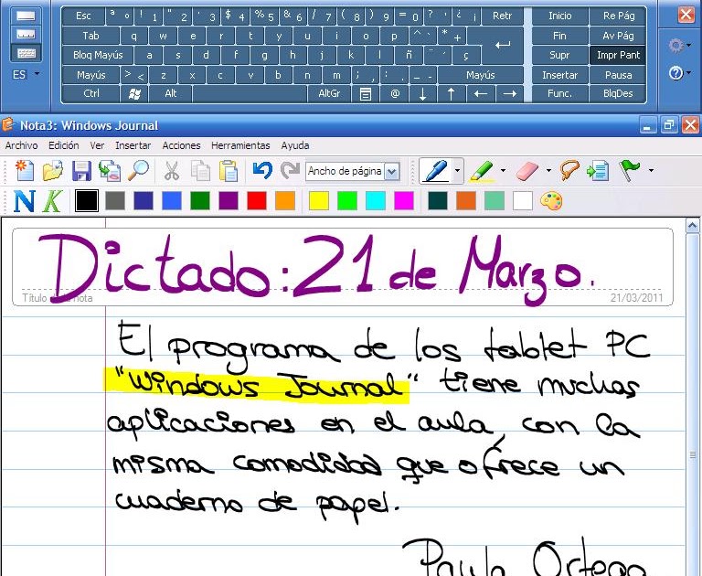 TICPaula Windows journal