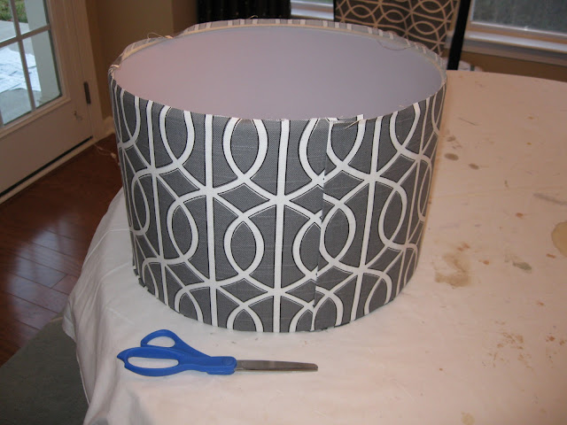 covering a drum lampshade with fabric