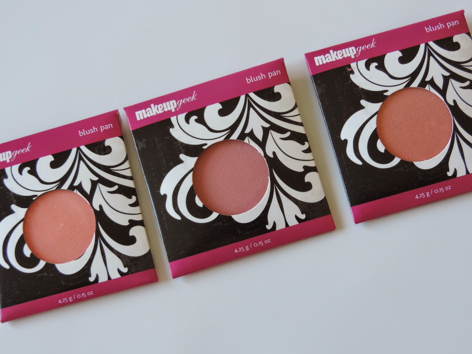 Makeup Geek blush (from left) Bliss, Spell Bound, Romance