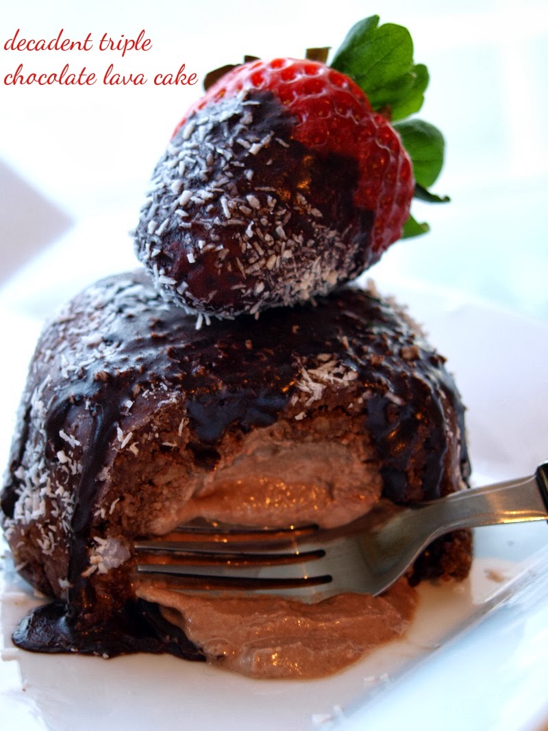 RAW, FIT & HAPPY DECADENT TRIPLE CHOCOLATE LAVA CAKE
