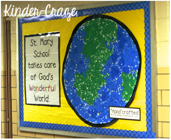handprint Earth bulletin board display for Earth Day handprint Earth bulletin board display for Earth Day